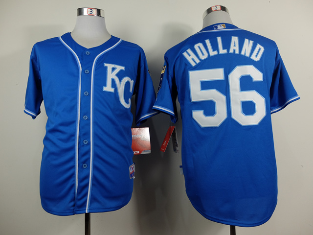 Men Kansas City Royals 56 Holland Blue MLB Jerseys